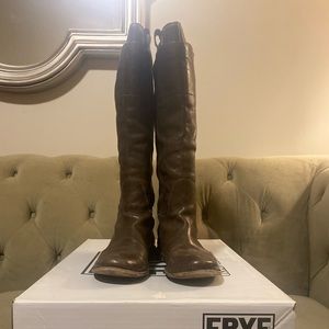 Excellent condition frye Paige tall riding boot gray